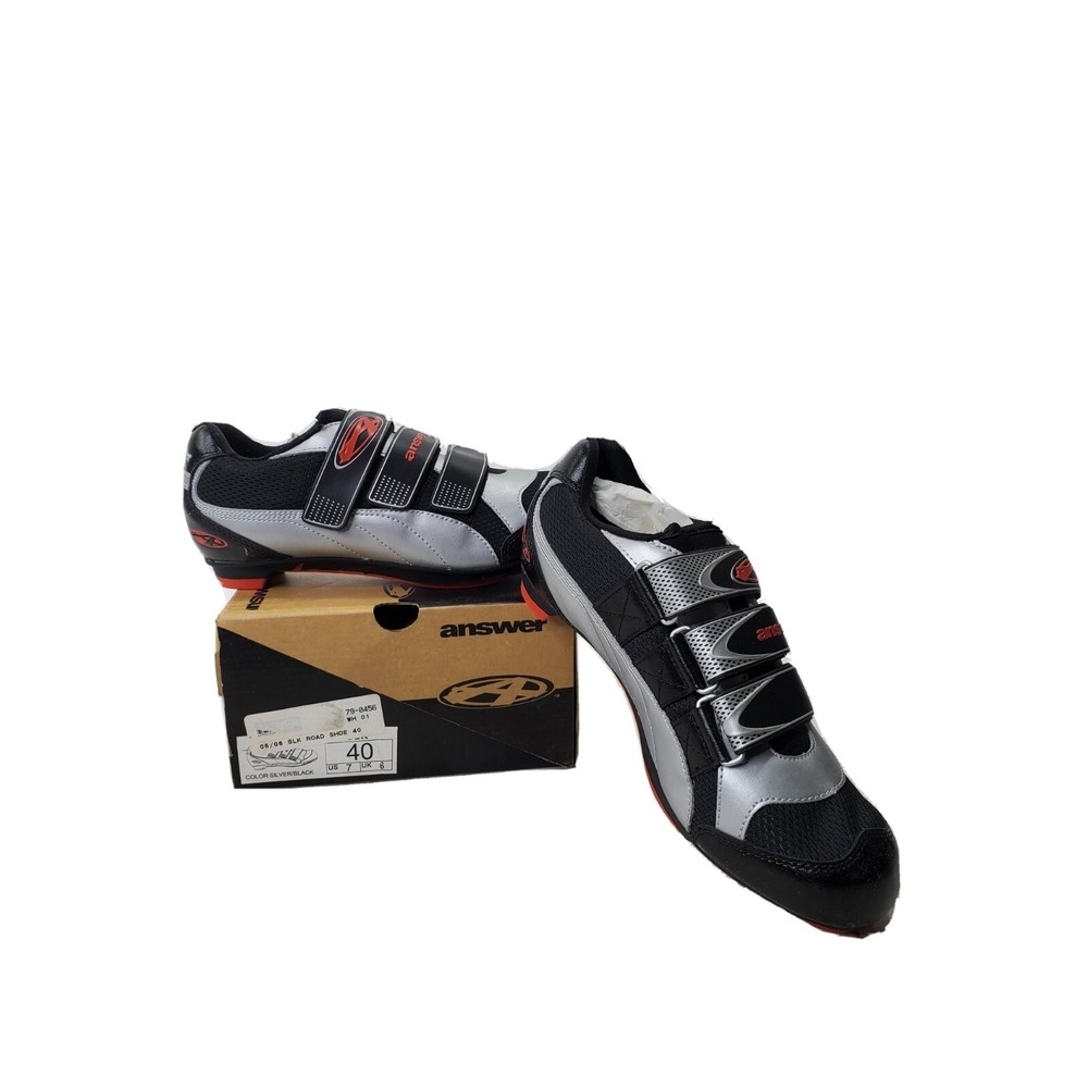 Answer Mens Cycling Shoes Silver Black Red Size 7 Eur 40 UK 6